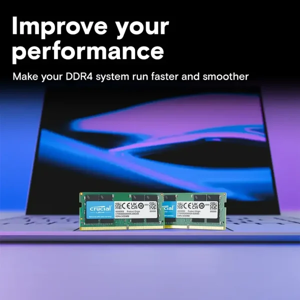 Crucial - 64GB Kit (2x32GB) DDR4 3200MHz C22 SODIMM Laptop Memory Kit - Green - Image 2