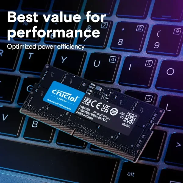 Crucial - 128GB Kit (2x64GB) DDR5 5600MHz C46 SODIMM Laptop Memory - Black - Image 3